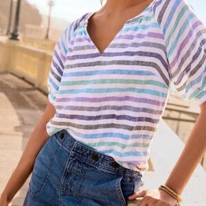 Talbots Multicolor linen Striped blouse